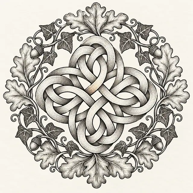 Dotwork Dara knot tattoo design for the shoulder