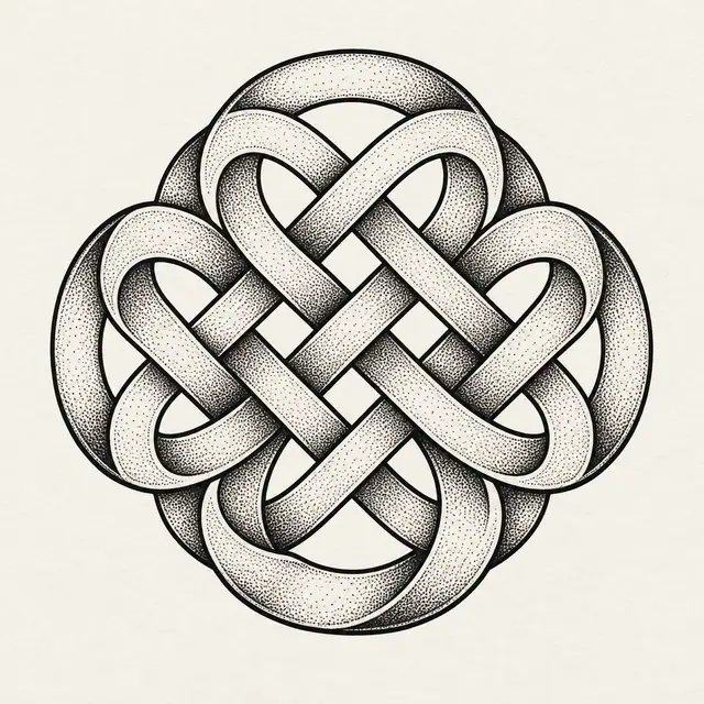 Dotwork Dara knot tattoo design for the shoulder