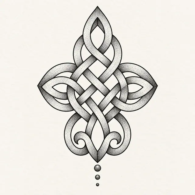 Dotwork Dara knot tattoo design for the upper back