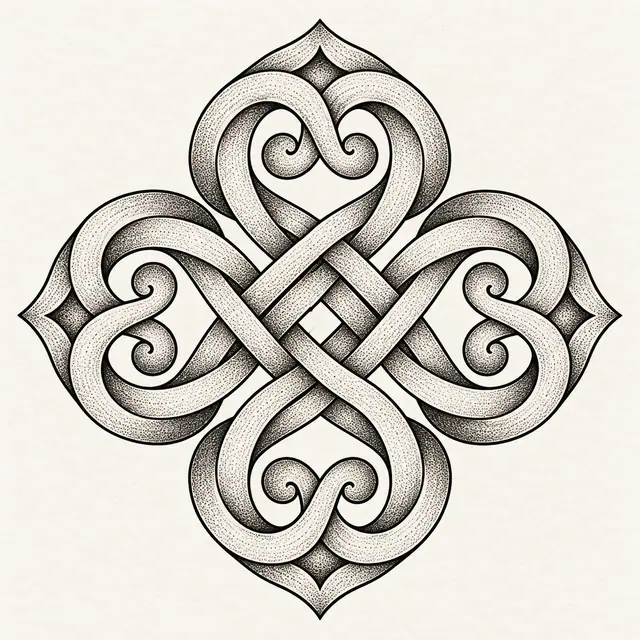 Dotwork Dara knot tattoo design for the upper back