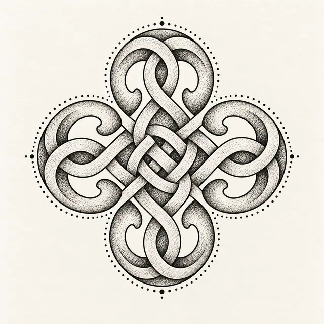 Dotwork Dara knot tattoo design for the upper back