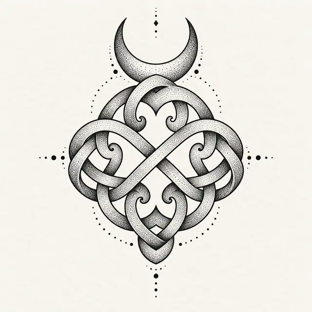 Dotwork Dara knot tattoo design for the upper back