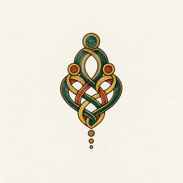 Color illuminated Celtic motherhood knot tattoo design for the ankle