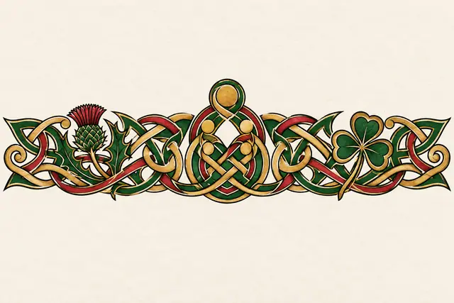 Color illuminated Celtic motherhood knot tattoo design for the arm (armband)