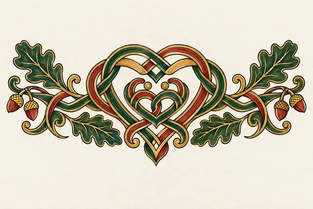 Color illuminated Celtic motherhood knot tattoo design for the chest