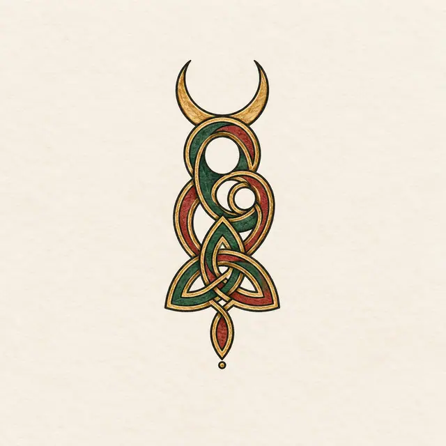 Color illuminated Celtic motherhood knot tattoo design for the wrist