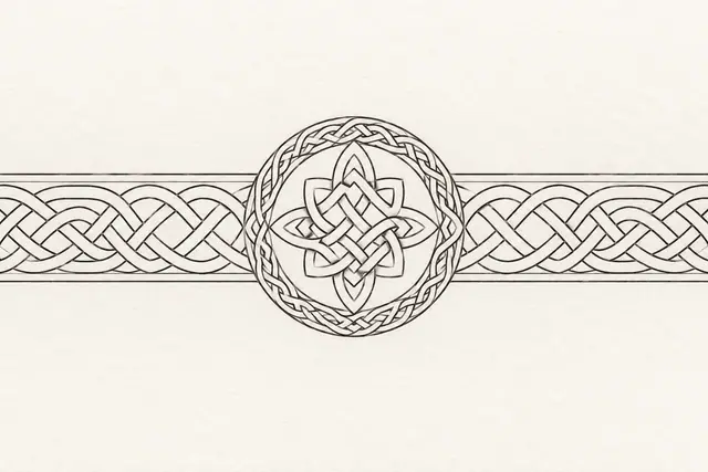 Fine-line Celtic shield knot tattoo design for the arm (armband)