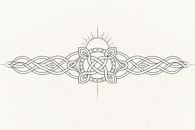 Fine-line Celtic shield knot tattoo design for the arm (armband)