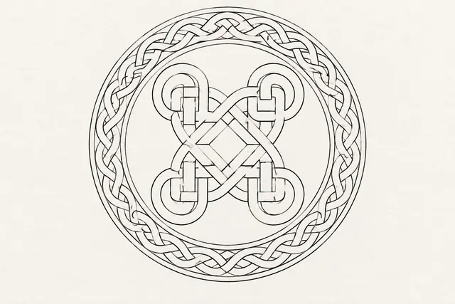 Fine-line Celtic shield knot tattoo design for the chest