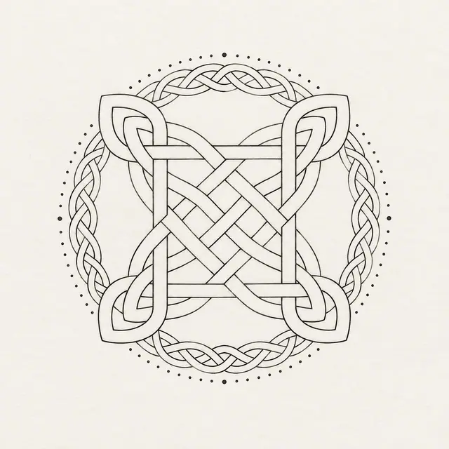 Fine-line Celtic shield knot tattoo design for the shoulder