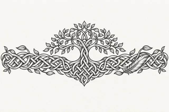 Dotwork Celtic tree of life tattoo design for the arm (armband)