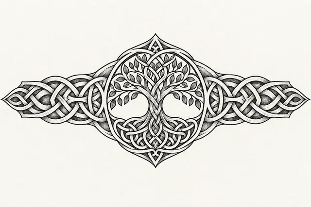 Dotwork Celtic tree of life tattoo design for the arm (armband)