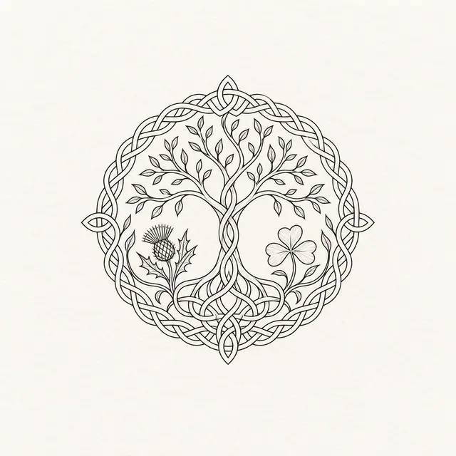 Fine-line Celtic tree of life tattoo design for the wrist