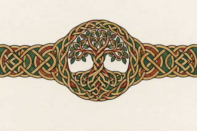 Color illuminated Celtic tree of life tattoo design for the arm (armband)