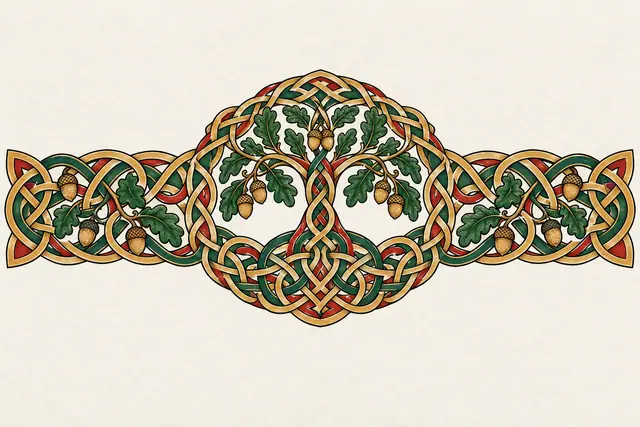 Color illuminated Celtic tree of life tattoo design for the arm (armband)