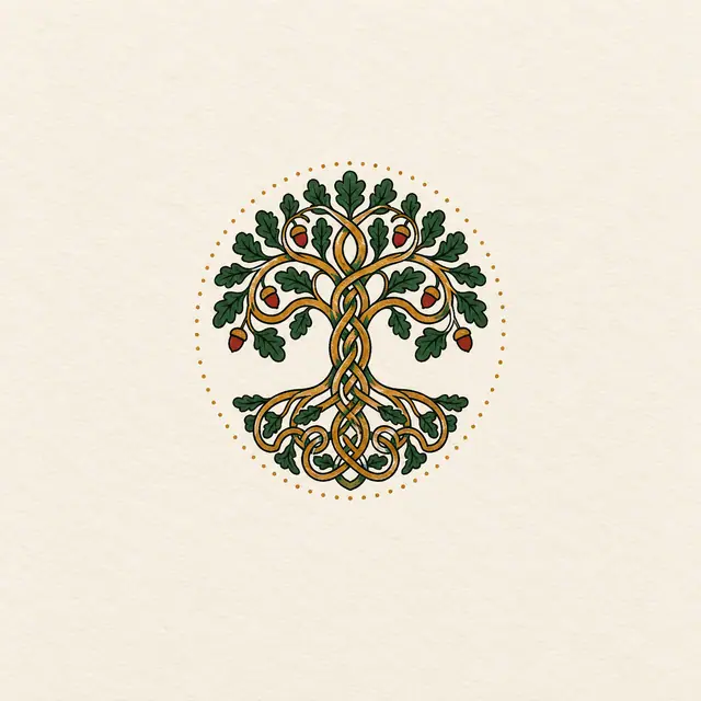 Color illuminated Celtic tree of life tattoo design for the wrist