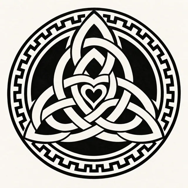 Blackwork trinity knot tattoo design for the shoulder