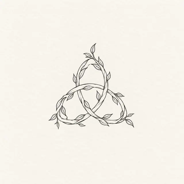 Fine-line trinity knot tattoo design for the ankle
