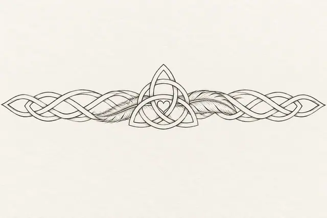 Fine-line trinity knot tattoo design for the arm (armband)