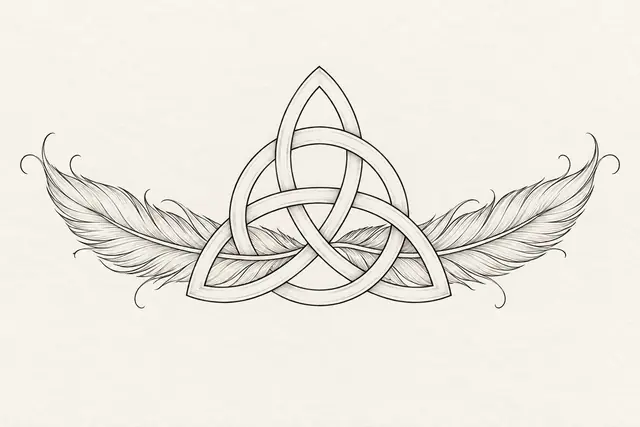 Fine-line trinity knot tattoo design for the chest