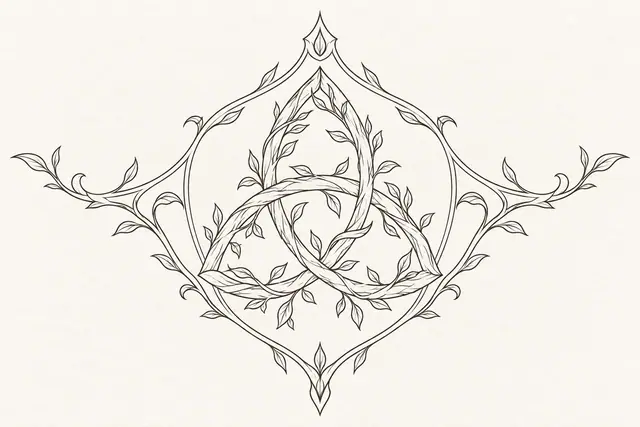 Fine-line trinity knot tattoo design for the chest