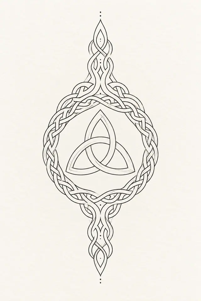 Fine-line trinity knot tattoo design for the forearm
