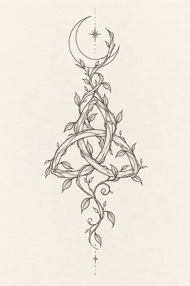 Fine-line trinity knot tattoo design for the forearm