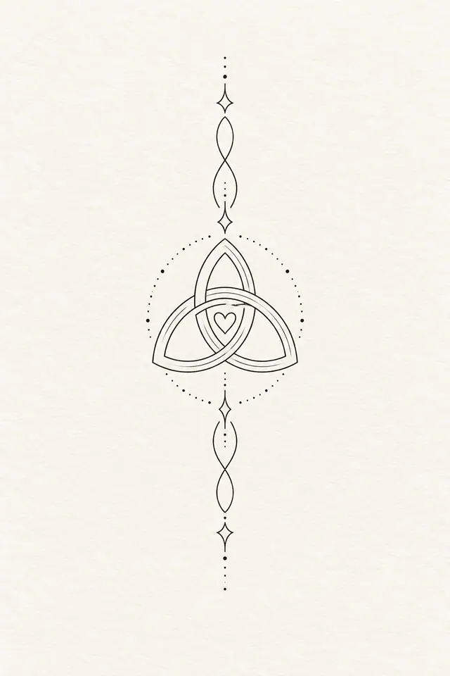 Fine-line trinity knot tattoo design for the forearm