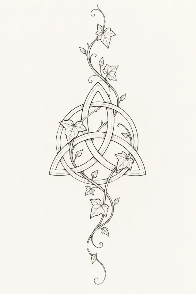 Fine-line trinity knot tattoo design for the forearm