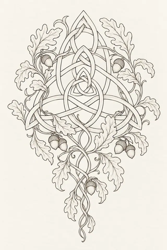 Fine-line trinity knot tattoo design for the upper arm (half sleeve)
