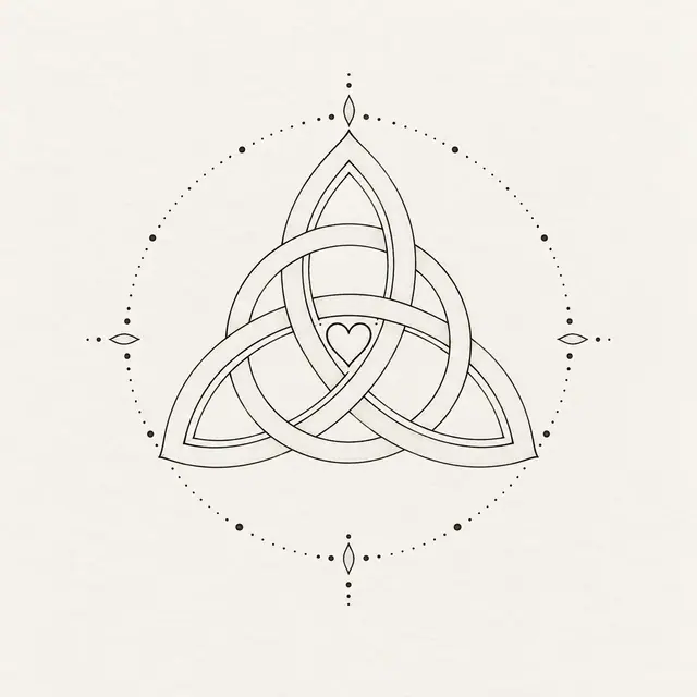 Fine-line trinity knot tattoo design for the shoulder