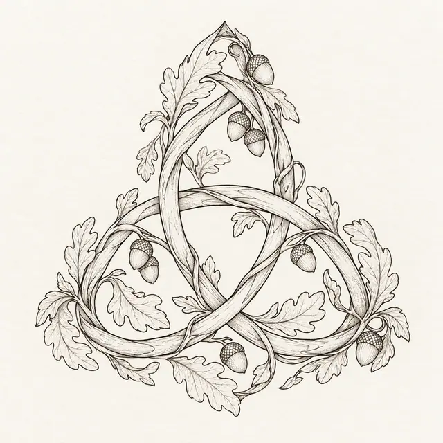 Fine-line trinity knot tattoo design for the shoulder