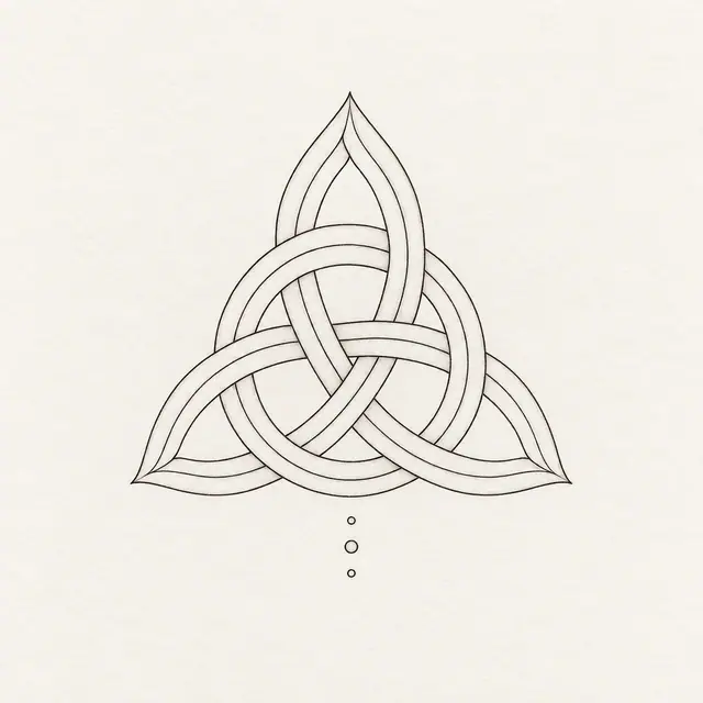 Fine-line trinity knot tattoo design for the upper back