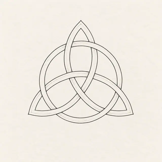 Fine-line trinity knot tattoo design for the upper back