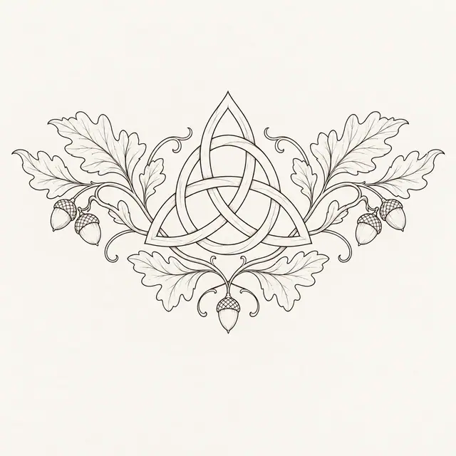 Fine-line trinity knot tattoo design for the upper back