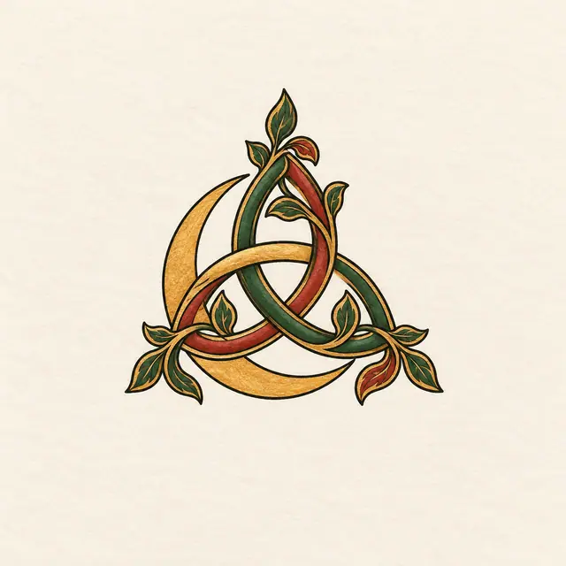 Color illuminated trinity knot tattoo design for the wrist