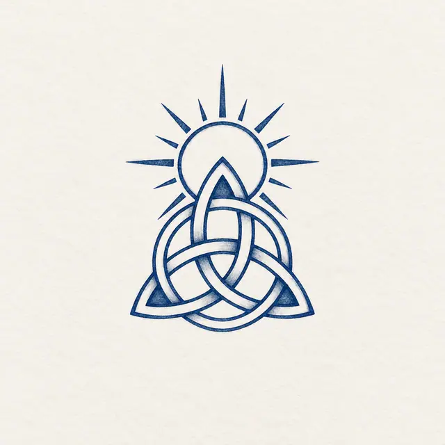 Woad blue trinity knot tattoo design for the wrist