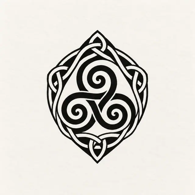 Blackwork triskele tattoo design for the ankle