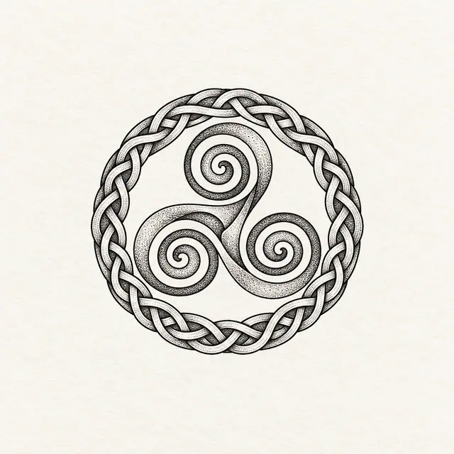Dotwork triskele tattoo design for the ankle