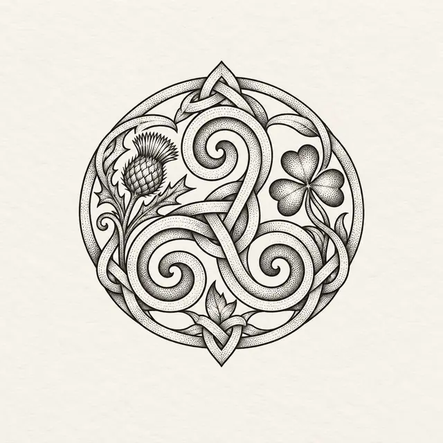 Dotwork triskele tattoo design for the ankle