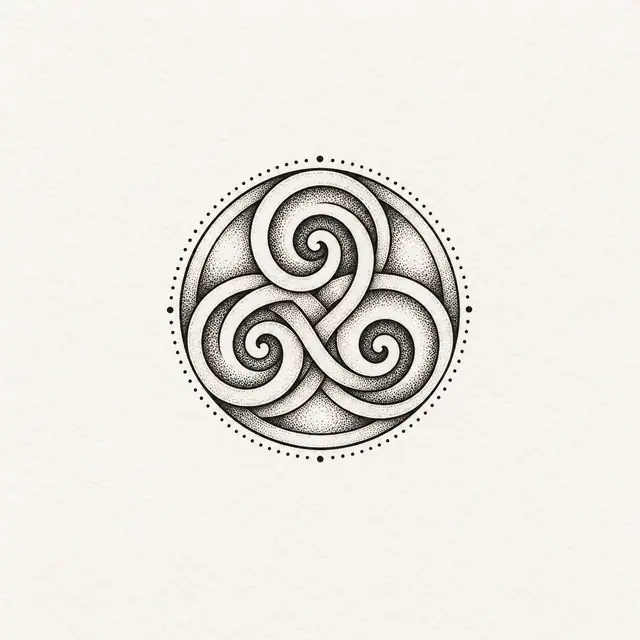 Dotwork triskele tattoo design for the ankle