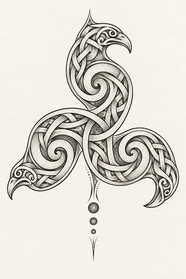Dotwork triskele tattoo design for the calf