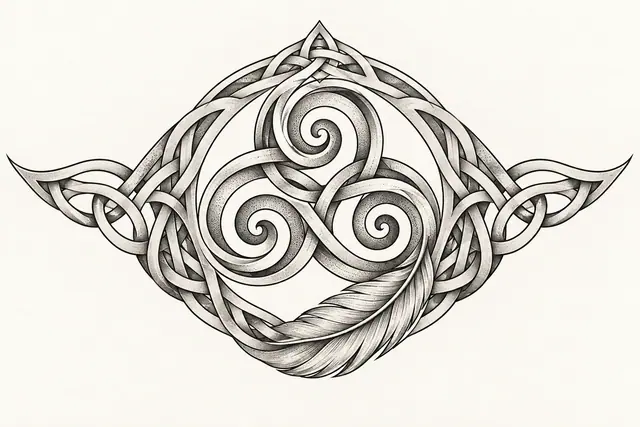 Dotwork triskele tattoo design for the chest