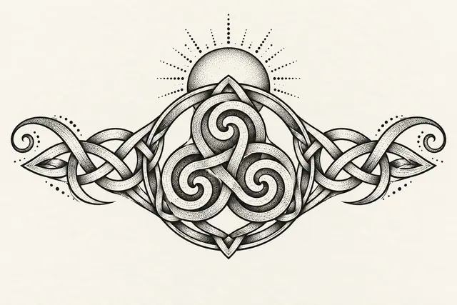 Dotwork triskele tattoo design for the chest