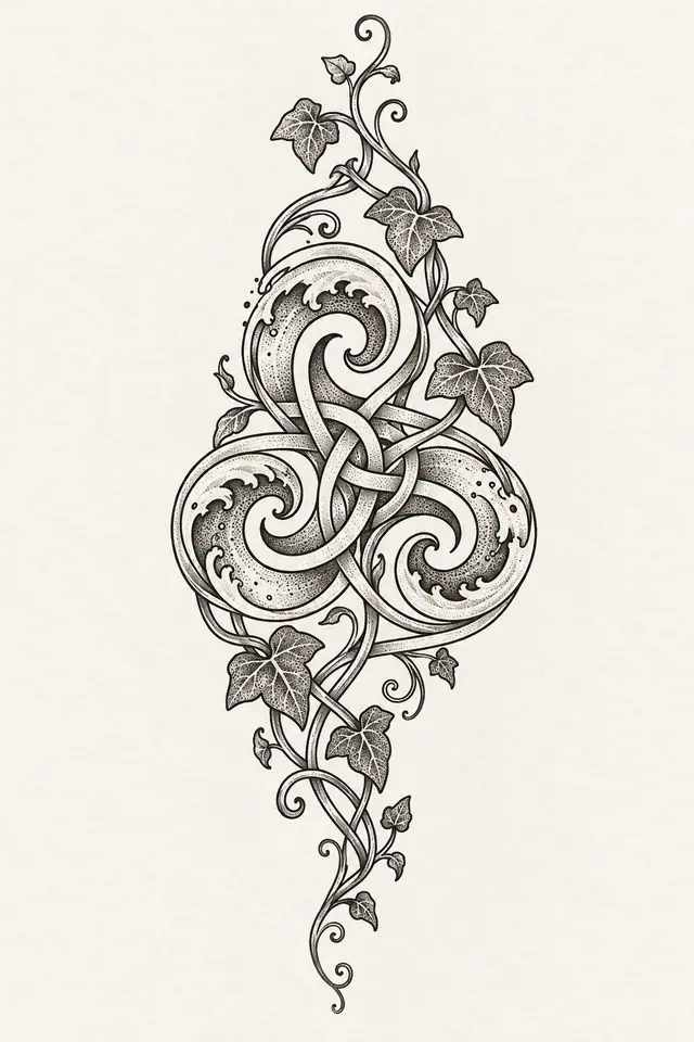 Dotwork triskele tattoo design for the forearm