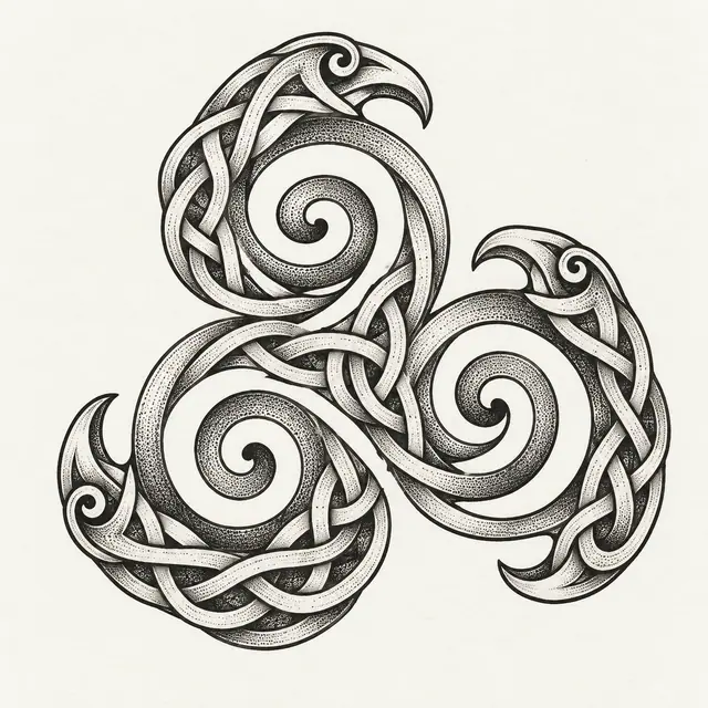 Dotwork triskele tattoo design for the shoulder