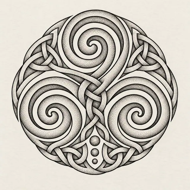 Dotwork triskele tattoo design for the shoulder