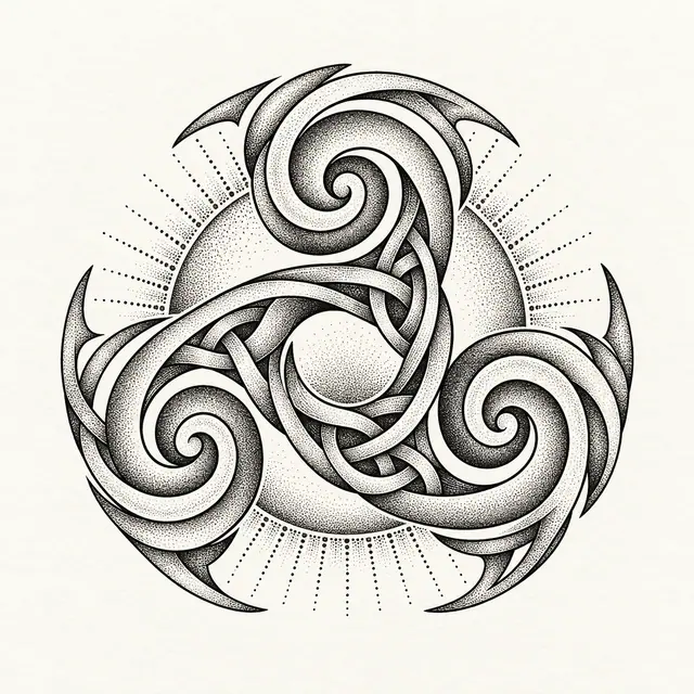 Dotwork triskele tattoo design for the shoulder
