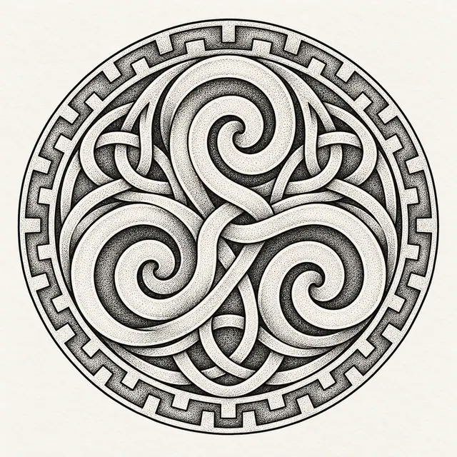 Dotwork triskele tattoo design for the shoulder