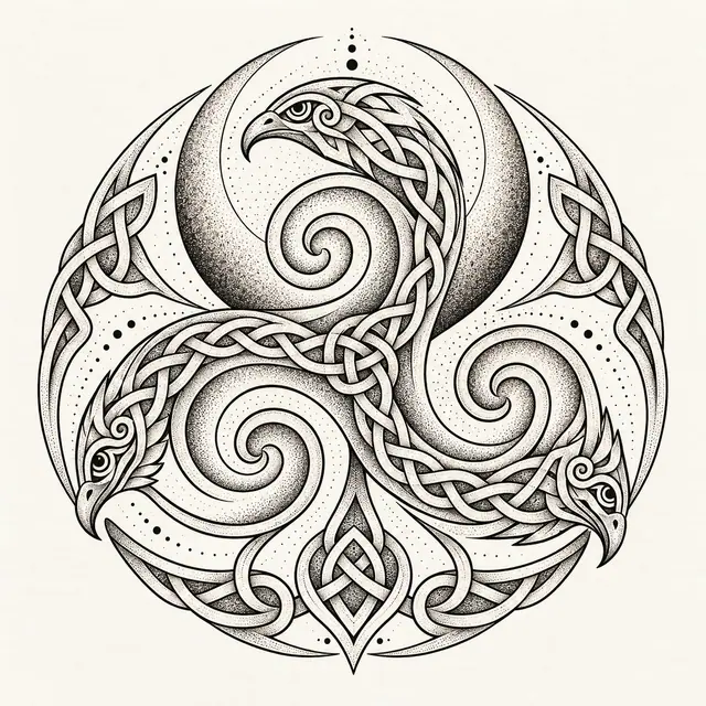 Dotwork triskele tattoo design for the shoulder